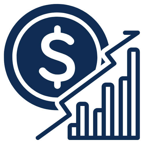 Dollar Sign Coin with Positive Slope Graph Icon