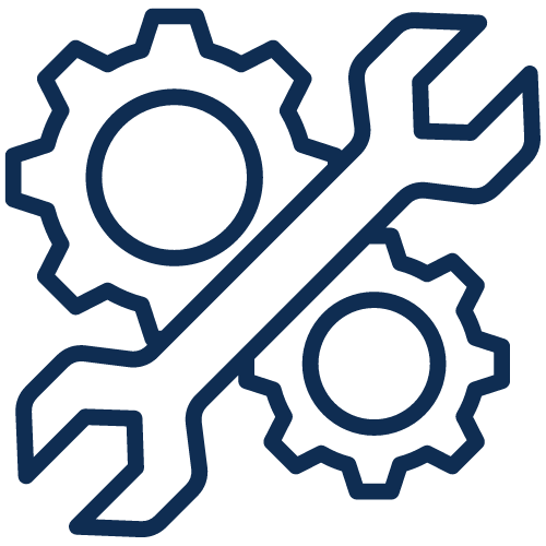 Two gears with a wrench in the middle icon